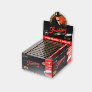 smoking-deluxe-blck-ks-tips-box Smoking Deluxe Black Kingsize Vloei + Tips – 33 packs